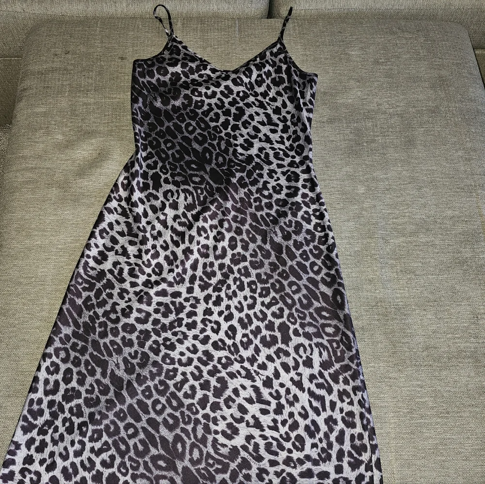 All Saints Animal Print Midi Dress- Black and Gray - Picture 3 of 6